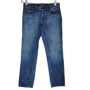 Loft Women's Boyfriend Straight Jeans Size 0 Medium Wash Blue Denim 30x29